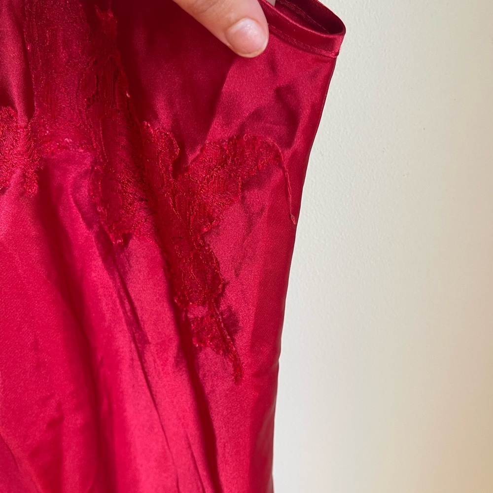 Natori Red Slip Satin Slip Dress Size Large - Picture 6 of 8